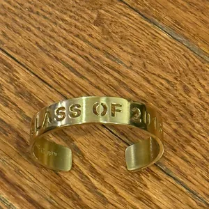 Rustic Cuff Gold-Tone Class of 2016 Cut-Out Cuff Bracelet Grad Gift Preowned thumbnail 13