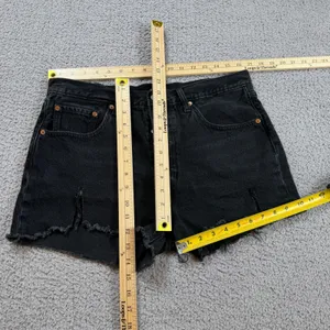 Levis 501 Denim Jean Shorts 31 Original High Rise Cut Off Black Distressed Y2K thumbnail 4
