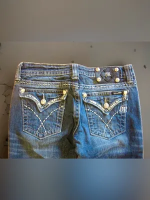 MISS ME Low Rise Boot Cut Jean Dark Wash Denim Sz 28 Flap Pockets JW5180B7 Y2K thumbnail 5