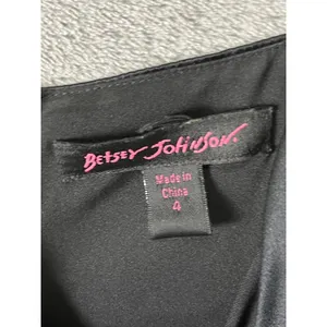 Betsey Johnson Black Satin Ruched Mini Dress Cowl Neck Spaghetti Strap Size 4 thumbnail 5