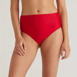 NWT Quince Italian High Rise Cherry Red Bikini Bottom Swimwear Sz L 🍒 sold out thumbnail 1