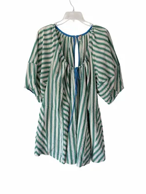 Free People Bop Around Green Cream Stripe Romper size medium thumbnail 5