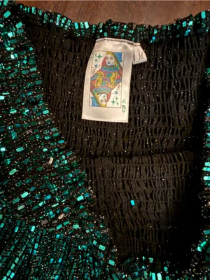 QUEEN OF SPARKLES Teal Mosaic Smocked Mini Shorts thumbnail 2