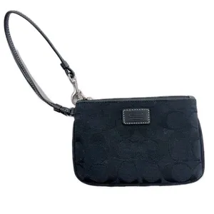 Coach Signature Jacquard Black Wristlet Wallet Purse thumbnail 1