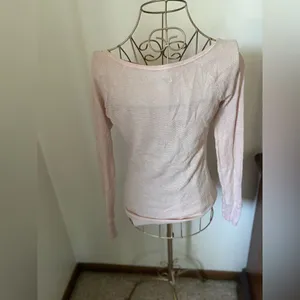 American Eagle Outfitters Metallic Waffle Knit Long Sleeve Top Size XS Pink thumbnail 7