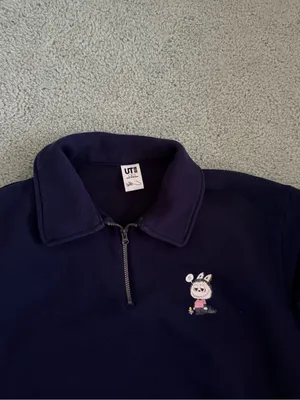 Uniqlo POP MART Labubu Half Zip Sweatshirt size L Navy thumbnail 5