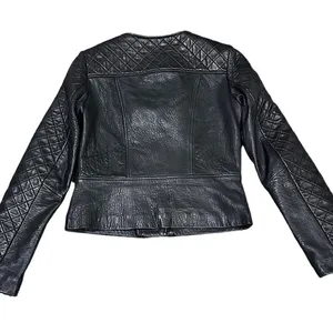 Dawn Levy Black Quilted Genuine Leather Moto Jacket Size Small thumbnail 6