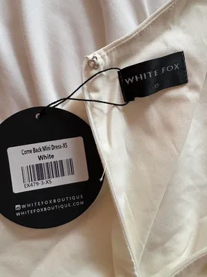White Fox Boutique White mini dress with fringe slit thumbnail 2