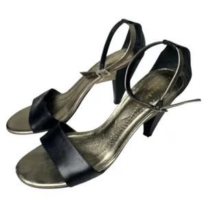 Kate Spade Classic Black and Gold Strappy Heels Size 8 thumbnail 1
