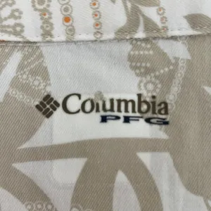Columbia PFG Sundress Medium Tan Floral Tropical Leaf Cotton V-Neck Midi Dress thumbnail 5