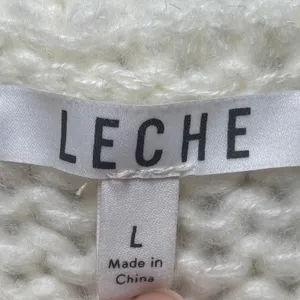 Leche Cream‎ Gold Striped Loose Knit Long Sleeve Sweater L Large Soft Preppy thumbnail 5
