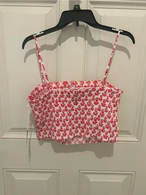 Roller Rabbit Pink Red Floral Smocked Crop Cami thumbnail 3