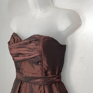 Mystic Brown Taffeta Strapless Dress Size S Prom Homecoming Dance HOCO Mini Y2K thumbnail 3