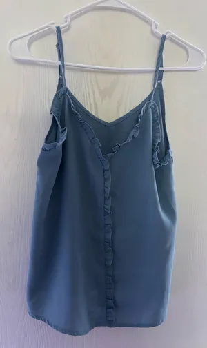 SheIn Dusty blue ruffled tank top thumbnail 1
