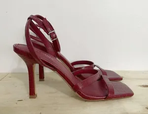 Marc Fisher Size 10 Block Toe Sandal Heel Strappy Stiletto Red Sexy thumbnail 4