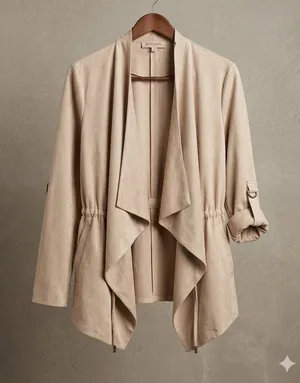 Philosophy Taupe Draped Open-Front Trench Jacket thumbnail 1