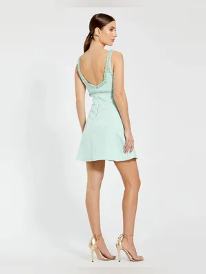 MAC DUGGAL Green Hand Beaded Detail A-Line Mini Dress Size 4 thumbnail 7