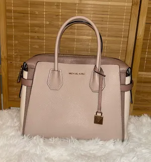 Michael Kors Mercer tote bag Pebble Leather Pink, White Beige Purse handbag thumbnail 1
