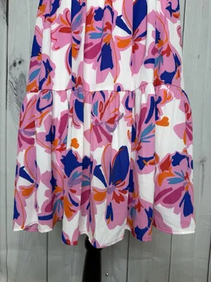 Adrienne Women’s Sz L Pastel Midi Dress Sleeveless Smocked Back thumbnail 3