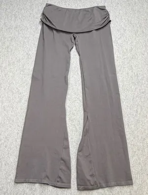 OQQ Yoga Pants Women XL Gray Athleisure Y2K Flare Leg Foldover Waistband Casual thumbnail 1