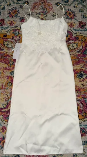 Azazie White Beaded Midi Dress thumbnail 3