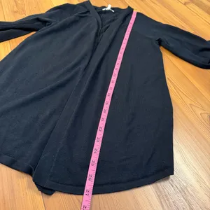 Maurices Long Sleeve Pointelle Back Open Front Cardigan Sweater Black Small thumbnail 4