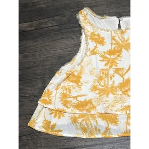 Le Lis Tropical Crop Tank Top Islandcore Parrot Palm Tiered Boxy Resort‎ Medium thumbnail 7