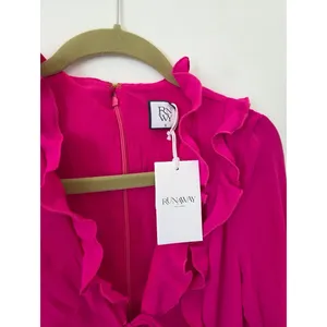 NEW Runaway The Label Oxana Dress Long Sleeve Hot Pink Ruffle Coquette Small thumbnail 3