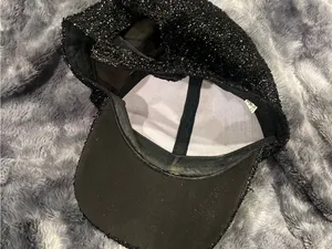 Women's Black Sparkle Straw Visor Cap thumbnail 2