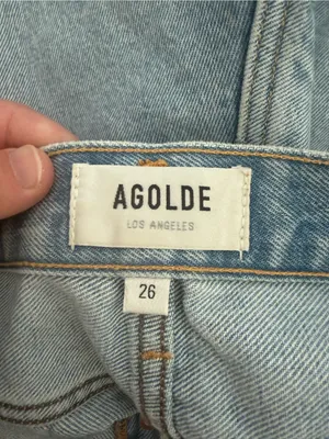 AGOLDE Parker Distressed Cutoff Denim Shorts Light Wash Raw Hem Women's 26 thumbnail 8
