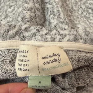 Saturday Sunday for Anthropologie Grey White Print Boxy Crop Sweater Top Size M thumbnail 4