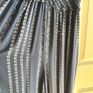 Blue Patterned Lightweight Jumpsuit with Flare BellBottoms Size Large Bohemian thumbnail 6