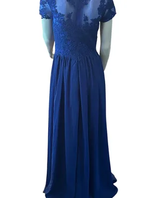 Gown Gallery Lace & Chiffon Mother of the Bride Dress Royal Blue Size 8 NWT thumbnail 4