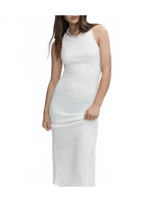 Mango Textured Dress with Opening Back Slit Lia Off White NWT Size 6 / Medium thumbnail 3