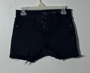 Old Navy Women Denim Black‎ Cut Off Shorts High Rise Size 0. thumbnail 1