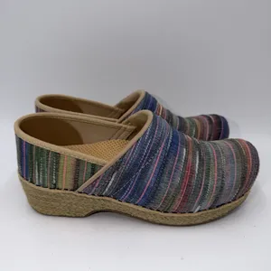 Dansko Jute Pro Weave Vegan Clog Rainbow Multi Stripe Slip On Shoe Size 37/7 thumbnail 2