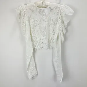 NEW Naked Wardrobe The Statement Lace Blouse Long Puff Sleeve Ivory Romantic S thumbnail 2