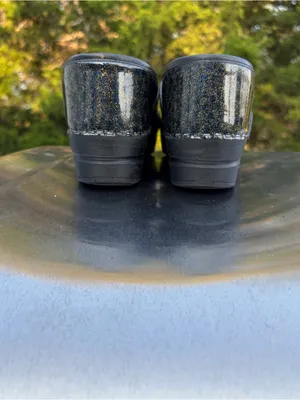 Sanita Professional Black Multicolor Glitter Patent Leather Danish Clogs Sz 40 thumbnail 4
