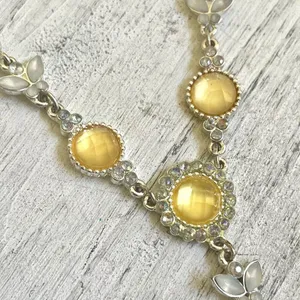 Vintage Avon silver tone yellow butterfly necklace thumbnail 3