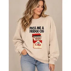 Fridge Cig Women Sweatshirt XL Beige Pass Me A Fridge Cig Diet Cola Graphic Top thumbnail 2