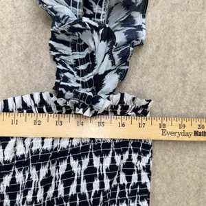 LOFT Beach Jumpsuit Women XL Petite Blue White Ikat Boho Coastal Summer Wide Leg thumbnail 6
