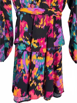 Colorful Retro Mini Dress Large Multicolor Indie Coquette Girl Tier Layer Flare thumbnail 5