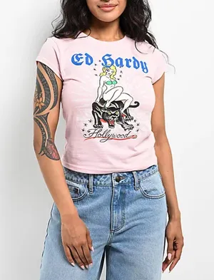 Ed Hardy NWT Y2k Hollywood Pink Candy T-Shirt - Medium thumbnail 1