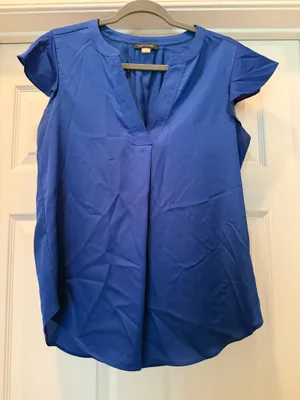Tommy Hilfiger Blue V-Neck Cap Sleeve Blouse thumbnail 1