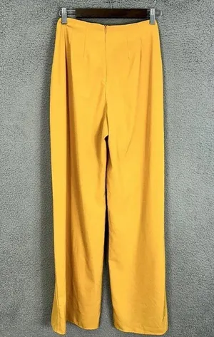 Gypsies & moondust wide leg pants womens large yellow high rise belted boho glam thumbnail 6