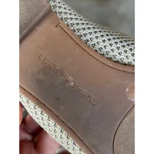 Lucky Brand Dymon Ballet‎ Flats Size 9.5M Beige Knit Metallic Slip On Shoes thumbnail 6