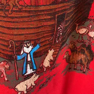 Vintage Hanes God Keeps His Promises Noah’s Ark Red Sweatshirt Sz L thumbnail 7