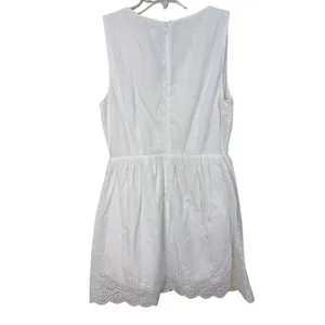 J.Crew Eyelet Mini‎ Dress 8 White Excellent Scalloped Surplice V-Neck thumbnail 2