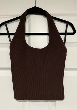 Aritzia Babaton Sculpt Knit Halter Top Brown thumbnail 1