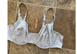 Skims Cotton Jersey T-shirt Bra Light Heather Grey Size 44D thumbnail 4